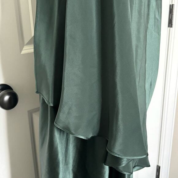 NWT Hatch Flutter Cami Slip Ruffle Silk Midi Dress Dark Green P One Size Petite - Picture 5 of 10